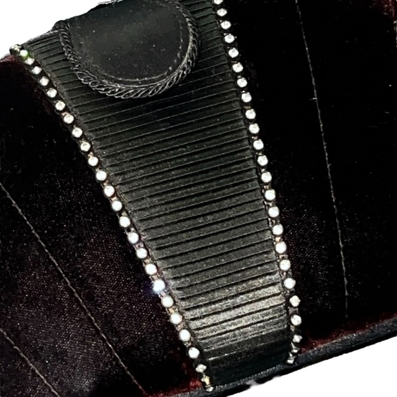 Vintage Elegant Black Velvet Evening Shoulder Bag with Rhinestone Detail - Picture 3 of 4